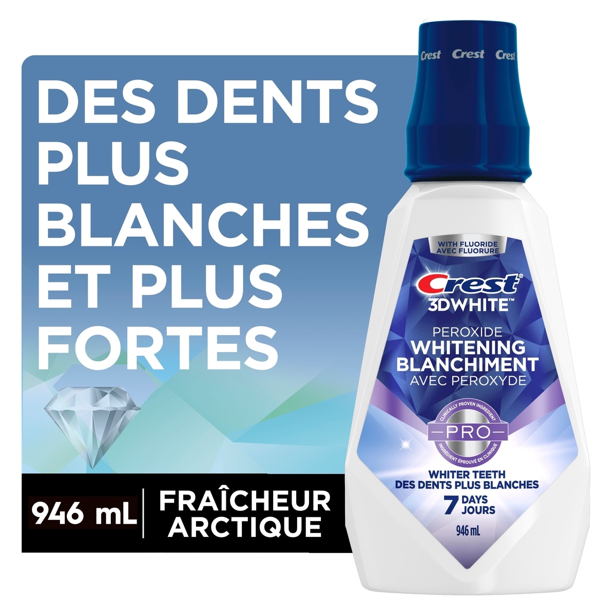 Crest Rince-bouche blanchissant au peroxyde 3D White 946 ml, 1,43 $/100ml
