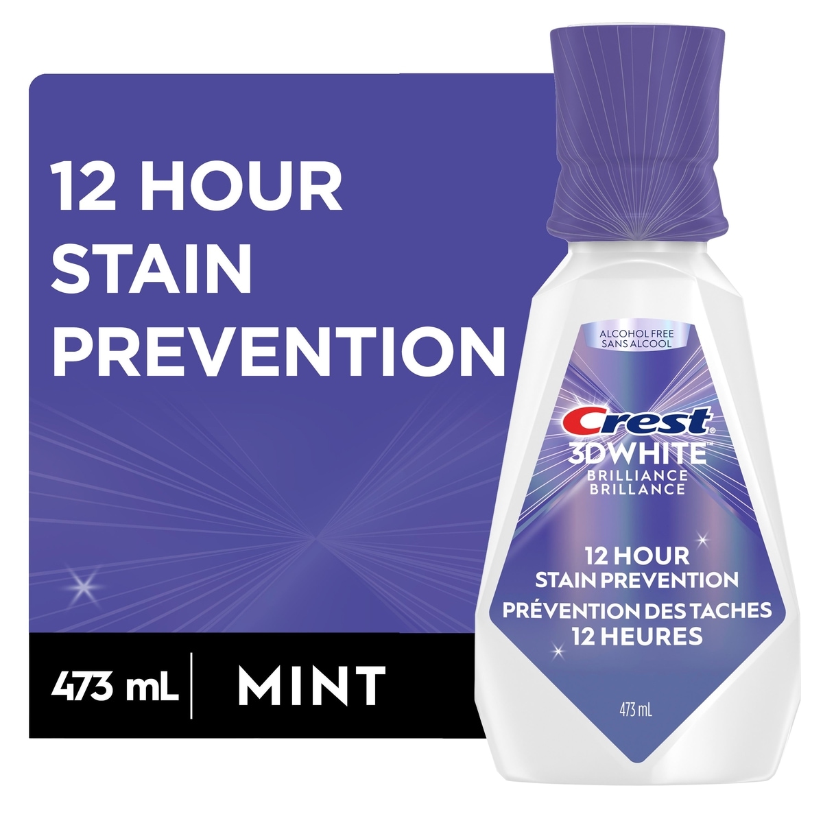 Crest 3D White Brilliance Stain Prevention Mouthwash / Rinse- 12-Hour Stain Prevention, Alcohol Free 473 ml, $2.96/100ml