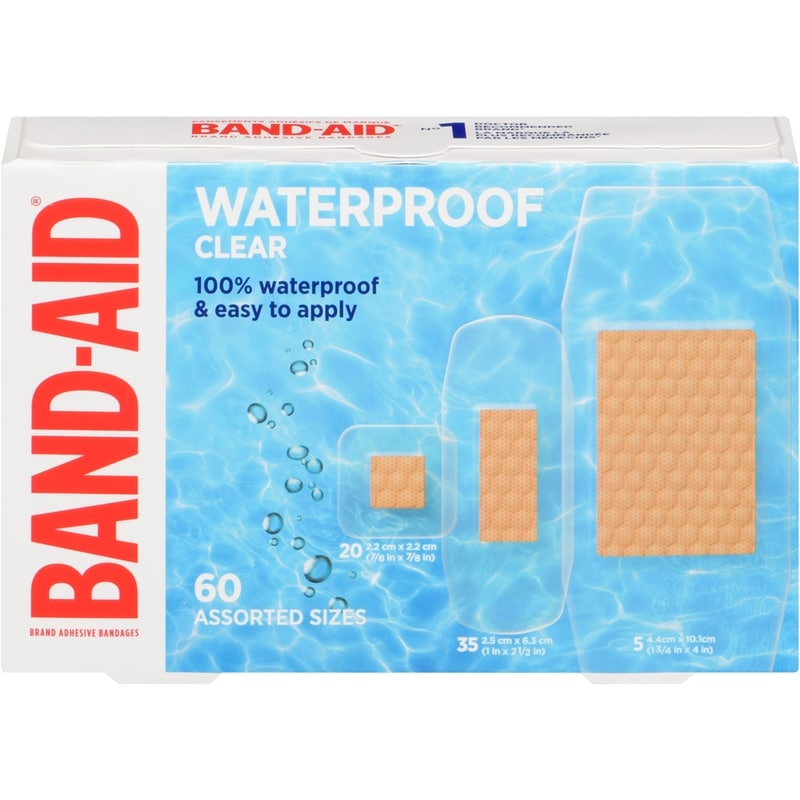 Waterproof Clear Adhesive Bandages, assorted sizes