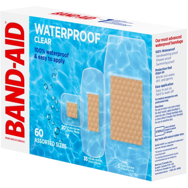 Waterproof Clear Adhesive Bandages, assorted sizes