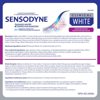 Clinical White, Dentifrice À La Menthe Pour Dents Sensibles (Protection Antitache)