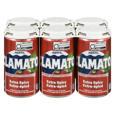 Mott’s Clamato cocktail de tomates et de palourdes extra-épicé 6x213.0 ml, 0,55 $/100ml