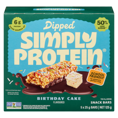 Simply Protein Dipped Bar Birthday Cake 5-Pack Gluten-Free 125 g, $5.59/100g