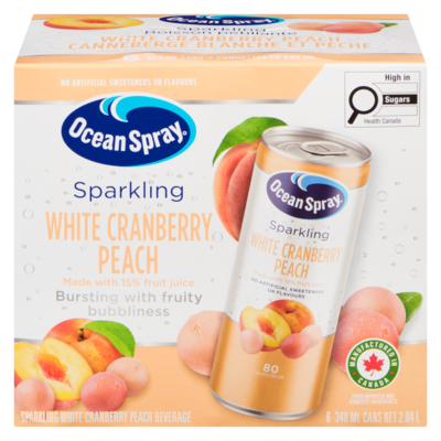 Ocean Spray Sparkling White Cranberry Peach Beverage 6x340.0 ml, $0.32/100ml