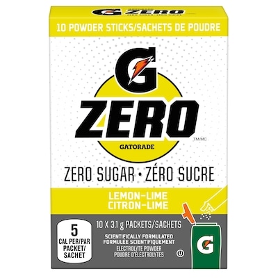 Gatorade Zéro poudre citron-lime 29 g, 27,55 $/100g