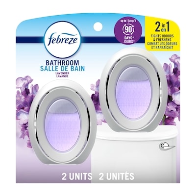Febreze Assainisseur d’air Salle de bain, combat les odeurs, parfum léger de lavande, 2 u 15 ml, 6,19 $/10ml