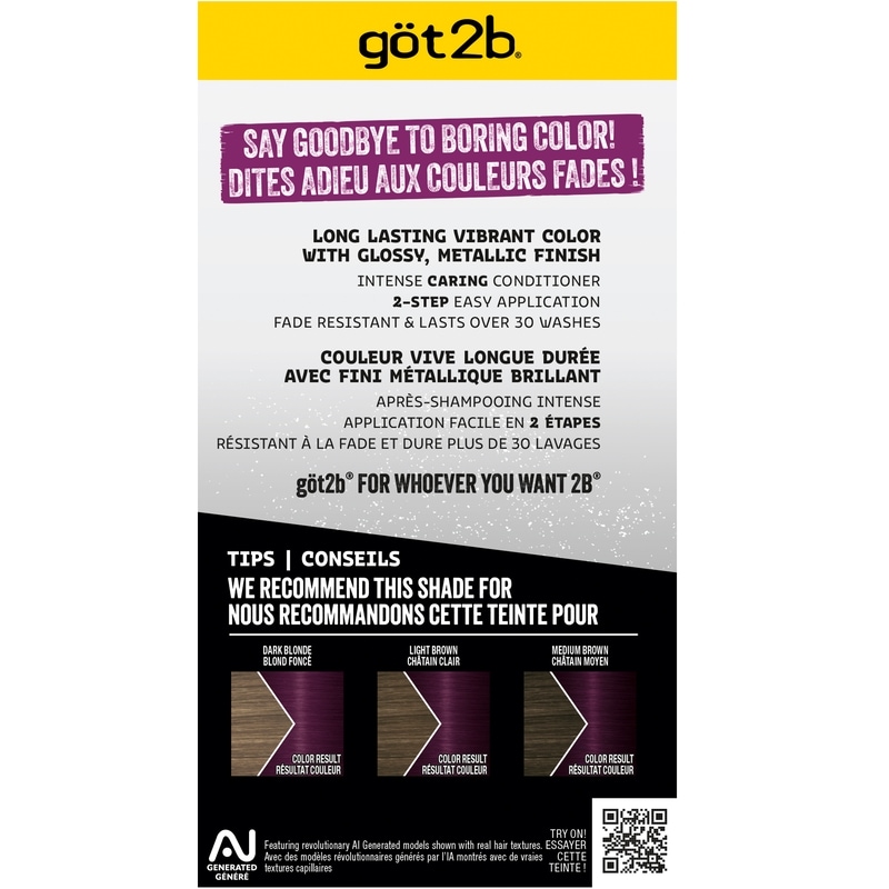 Metallics Permanent Hair Colour, M69 Amethyst Chrome, 1 Application