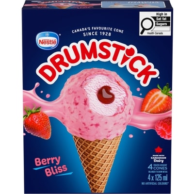 Nestlé Cornet Délice aux petits fruits, fraises 4x125.0 ml, 1,30 $/100ml