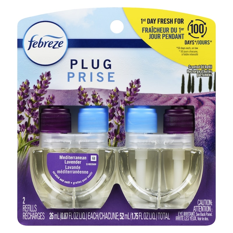 Plug In Air Freshener, Odor-Fighting Scented Oil Refill, Mediterranean Lavender, 2 Refills