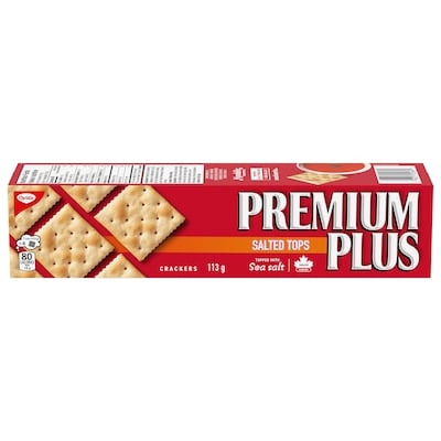 Christie PREMIUM PLUS Salted Tops Soda Crackers, Topped with Sea Salt 113 g, $1.76/100g