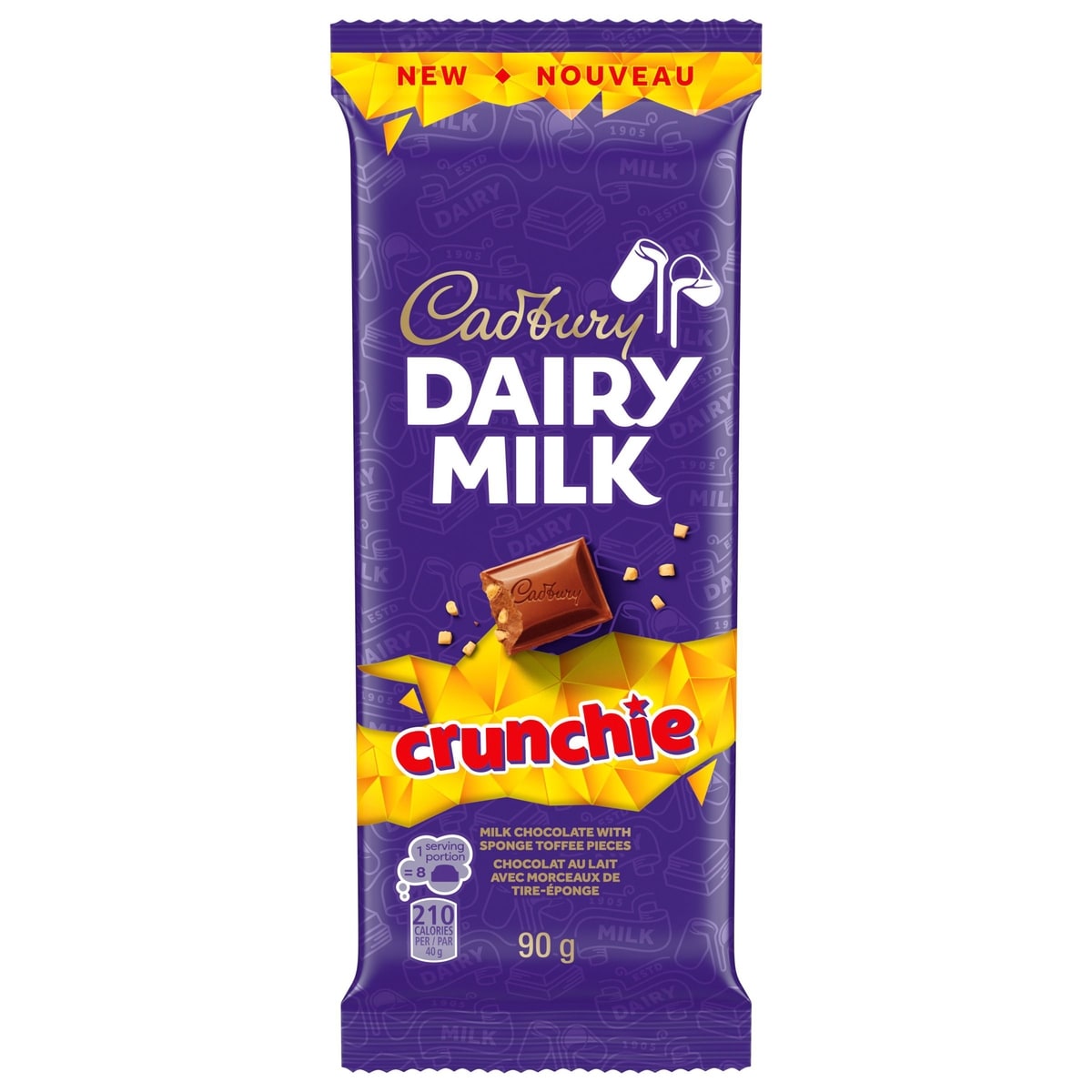 Cadbury Chocolat DAIRY MILK Crunchie, morceaux de tire-éponge 90 g, 3,32 $/100g
