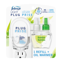 Plug In Air Freshener, Odor-Fighting Scented Oil Starter Kit, Light Bamboo, Warmer+1 Refill