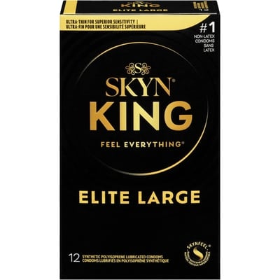 Skyn Condoms lubrifiés en polyisoprène synthétique king elite large 12 ea, 1,00 $/1ch