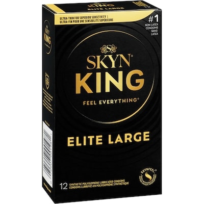 Condoms lubrifiés en polyisoprène synthétique king elite large