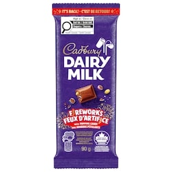 Cadbury DAIRY MILK Feux d’artifice avec bonbons pétillants 90 g, 4,43 $/100g