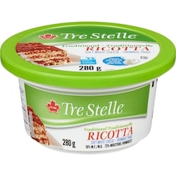 Tre Stelle Fromage frais traditionnelle ricotta 10% m.g. 280 g, 2,32 $/100g