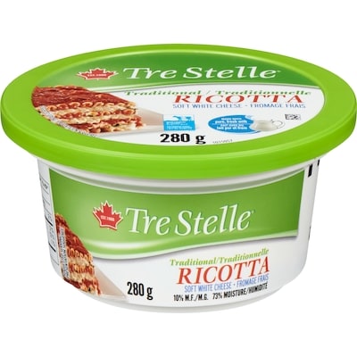 Tre Stelle Fromage frais traditionnelle ricotta 10% m.g. 280 g, 2,14 $/100g