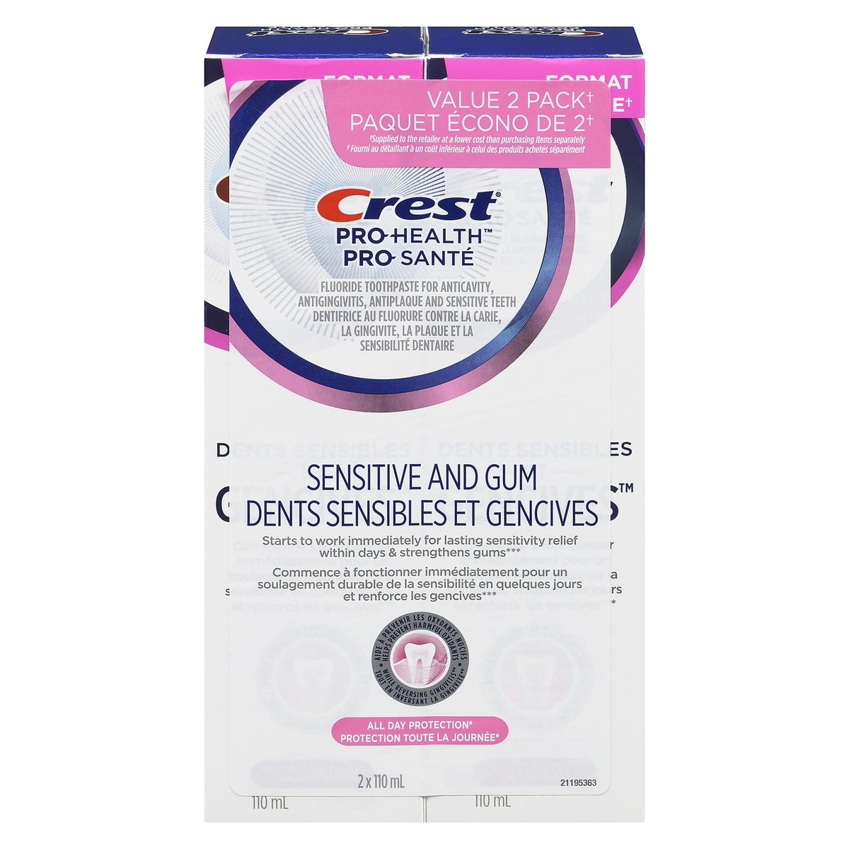 Crest Pro-Health Sensitive and Gum All Day ProtectionToothpaste 2x- Anticavity, Antibacterial Fluoride Toothpaste, Clinically Proven, Sensitivity Toothpaste 220 ml, $6.59/100ml