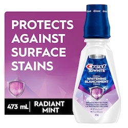 Crest 3D White Fresh Whitening Mouthwash/Mouth Rinse, Prevents Surface Stains, Kills Millions of Bad Breath Germs, Alcohol-Free, tic Mint Flavor  473 ml, $2.11/100ml