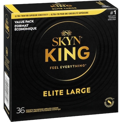 Synthetic Polyisoprene Lubricated Condoms King Elite Large Value Pack