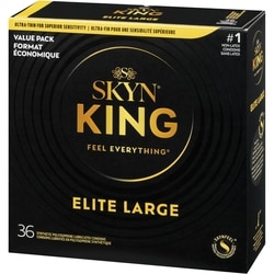 Skyn Synthetic Polyisoprene Lubricated Condoms King Elite Large Value Pack  - 36 ea