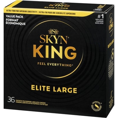 Synthetic Polyisoprene Lubricated Condoms King Elite Large Value Pack