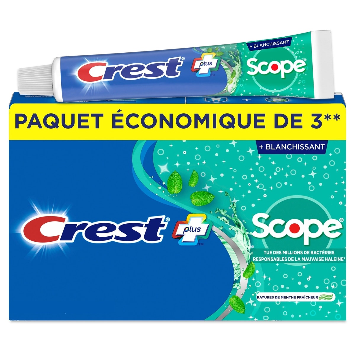 Crest Complet blanchissant plus, 120 mL, emballage triple 360 ml, 3,61 $/100ml
