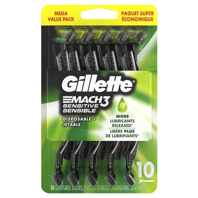Gillette Rasoirs jetables Sensible pour hommes, 10 unités 10 ea, 3,80 $/1ch
