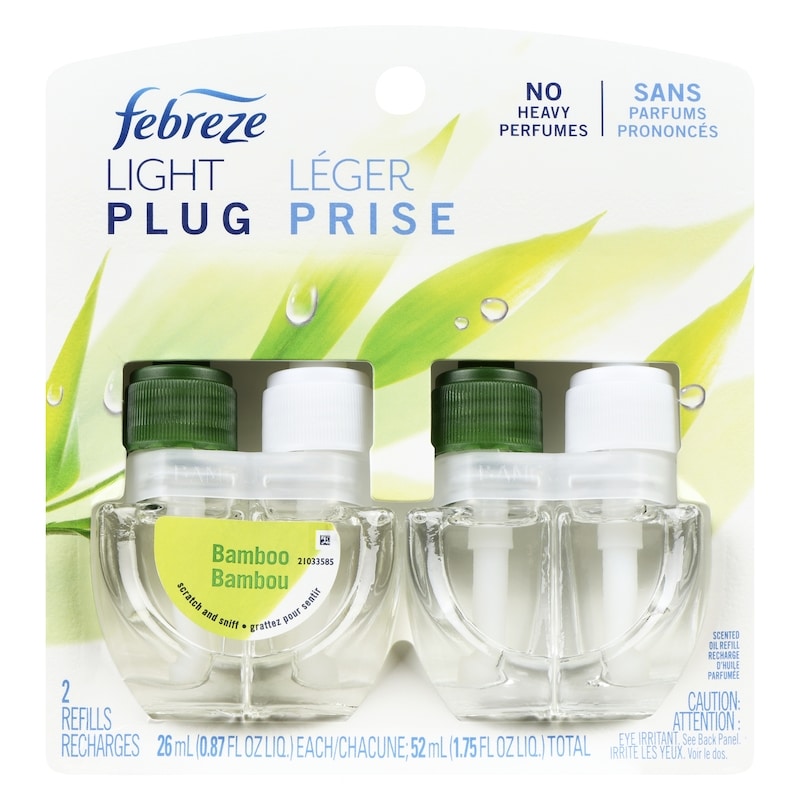 Plug In Air Freshener, Odor-Fighting Scented Oil Refill, Light Bamboo Scent, 2 Refills