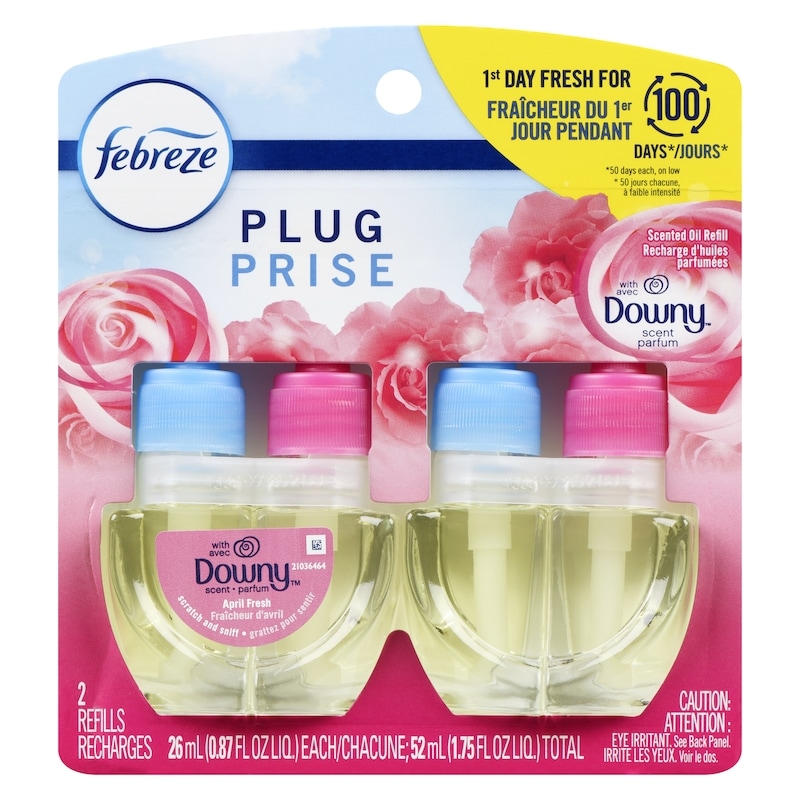 Plug In Air Freshener, Odor-Fighting Scented Oil Refill, April Fresh Scent, 2 Refills