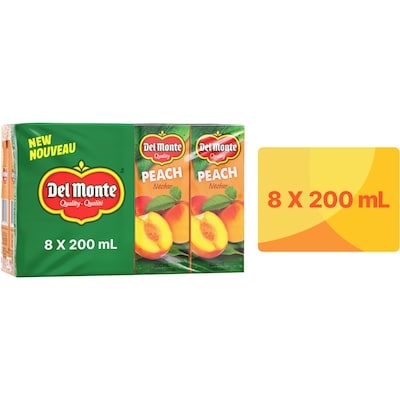Del Monte Peach Nectar Juice Boxes 8x200.0 ml, $0.30/100ml