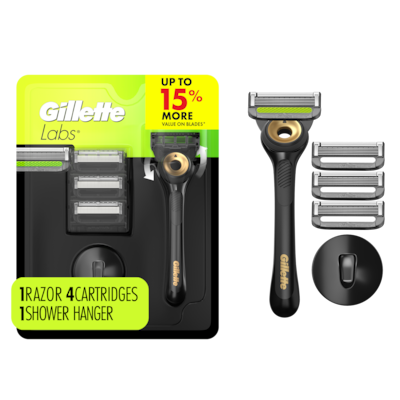 Gillette Labs Black & Gold Edition Razor Handle, 4 Refills, 1 Hanger 1 ea, $49.99/1ea