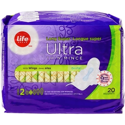 Life Brand Long Super Ultra Thin Pads 20 Pack 20 ea, $0.18/1ea