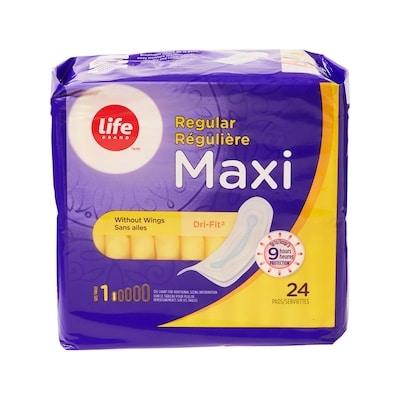 Life Serviettes régulières maxi, emballage de 24 24 ea, 0,15 $/1ch