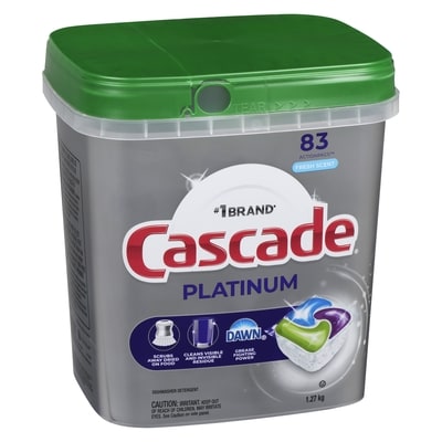 Cascade Platinum Dishwasher Pods, Dishwasher Detergent, Dish Detergent Soap, Fresh, 83 count 83 ea, $0.42/1ea