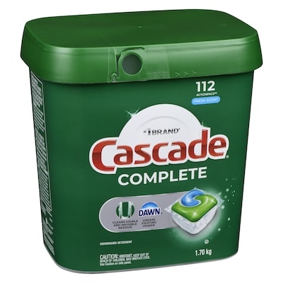 Cascade Complete Dishwasher Pods, Dishwasher Detergent, Dish Detergent Soap, Fresh, 112 count 112 ea, $0.25/1ea