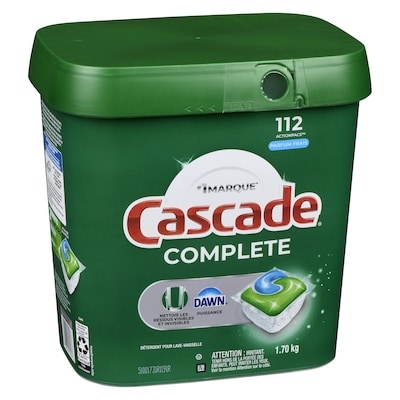 Cascade Détergent pour lave-vaisselle en capsules Complete, savon détergent pour vaisselle, parfum Frais, 112 unités 112 ea, 0,25 $/1ch