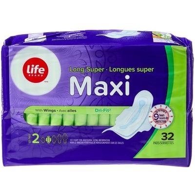 Life Brand Long Super Maxi Pads 32 Pack 32 ea, $0.23/1ea
