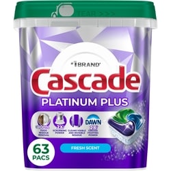 Platinum Plus Dishwasher Pods, Dishwasher Detergent, Dish Detergent Soap, Fresh, 63 Count