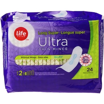 Life Brand Long Super Ultra Thin Pads 24 Pack 24 ea, $0.15/1ea