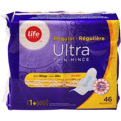 Life Serviettes régulières ultra minces, emballage de 46 46 ea, 0,12 $/1ch