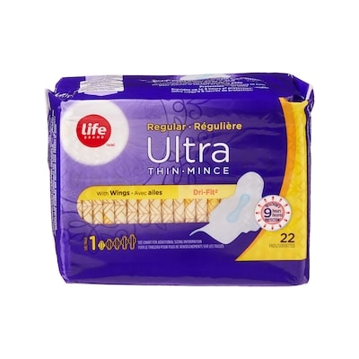Life Serviettes régulières ultra minces, emballage de 22 22 ea, 0,16 $/1ch