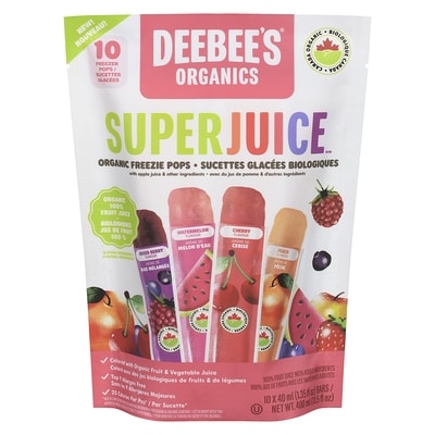 Deebee's Superjuice Organic Freezie Pops 400 ml, $1.62/100ml