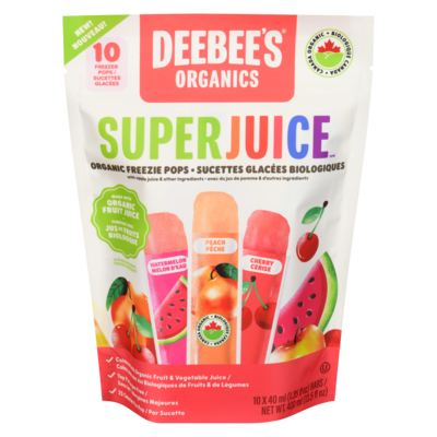 Deebee's Superjuice Organic Freezie Pops 400 ml, $1.62/100ml