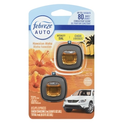 Febreze Car Air Freshener, Odor-Fighting Automotive Vent Clip, Hawaiian Aloha Scent, 2 Count 4 ml, $237.25/100ml