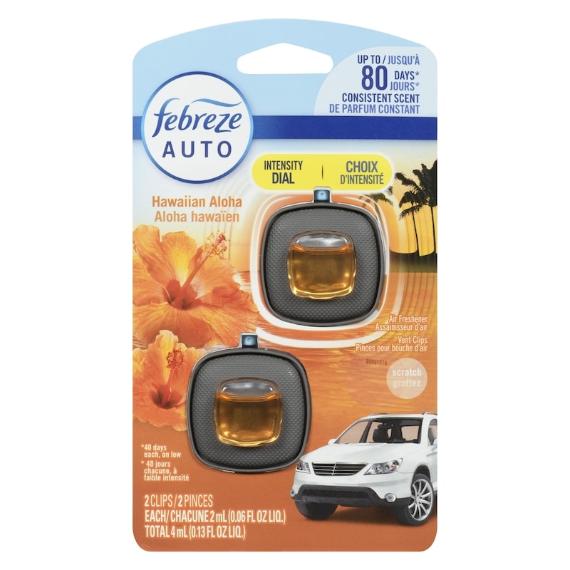 Car Air Freshener, Odor-Fighting Automotive Vent Clip, Hawaiian Aloha Scent, 2 Count