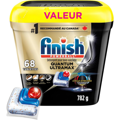 Finish Quantum UltraMAX Lessive automatique pour lave-vaisselle, frais 68 ea, 0,51 $/1ch