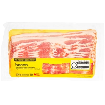No Name Bacon Mild Sugar Cured, Uncooked 0.375 kg, $1.46/100g