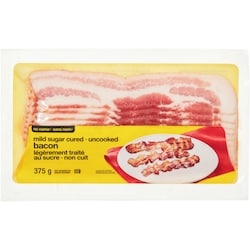 No Name Bacon Mild Sugar Cured, Uncooked 0.375 kg, $0.79/100g