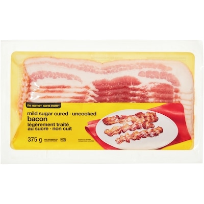 No Name Bacon Mild Sugar Cured, Uncooked 0.375 kg, $2.13/100g